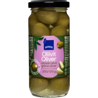 Rainbow vihreät oliivit valkosipulitäytteellä 240/120 g kalorit ja ravintosisältö - 205 kcal