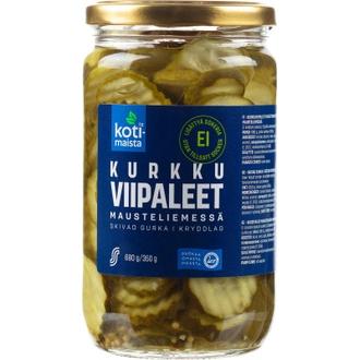 Kotimaista kurkkuviipaleet mausteliemessä, ei lisättyä sokeria 680/350 g kalorit ja ravintosisältö - 12 kcal