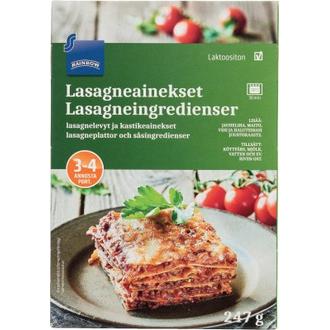 Rainbow 247g lasagnelevyt ja kastikeainekset kalorit ja ravintosisältö - 339 kcal