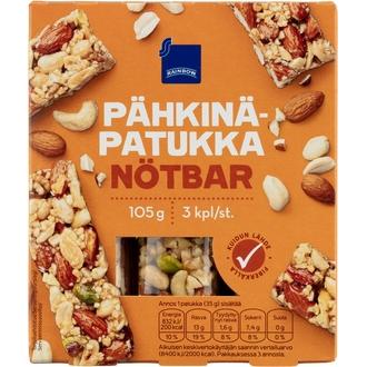 Rainbow Pähkinäpatukka 105 g, 3 kpl kalorit ja ravintosisältö - 571 kcal