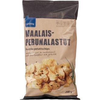 Rainbow maalaisperunalastut mustapippuri-ruohosipuli 200 g kalorit ja ravintosisältö - 495 kcal
