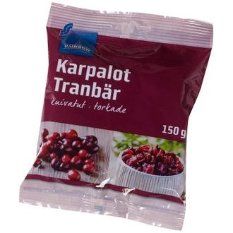 Rainbow 150g kuivatut karpalot kalorit ja ravintosisältö - 333 kcal
