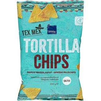 Rainbow 200g tortilla chips natural kalorit ja ravintosisältö - 481 kcal
