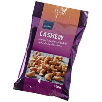 Rainbow 100g suolatut cashewpähkinät kalorit ja ravintosisältö