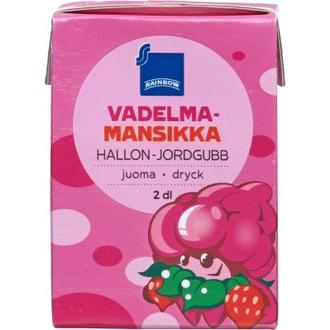 Rainbow vadelma-mansikka juoma 2dl kalorit ja ravintosisältö - 32 kcal