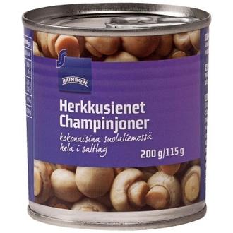 Rainbow kokonaiset herkkusienet suolaliemessä 200/115 g kalorit ja ravintosisältö - 22 kcal