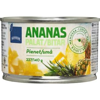 Rainbow pienet ananaspalat ananasmehussa 227g/140g kalorit ja ravintosisältö - 54 kcal