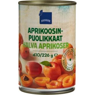 Rainbow aprikoosinpuolikkaat mehussa 410/226 g kalorit ja ravintosisältö - 53 kcal