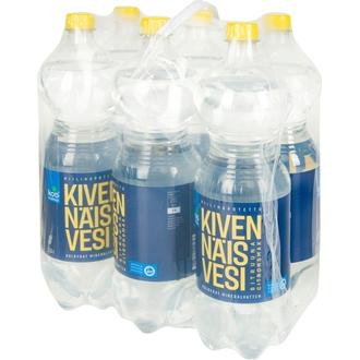 6 x Kotimaista Kivennäisvesi sitruuna kevyesti hiilihapotettu 1,5l kalorit ja ravintosisältö - 0 kcal