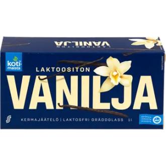 Kotimaista laktoositon kermajäätelö kotipakkaus vanilja 1L/495g kalorit ja ravintosisältö