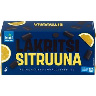Kotimaista Kermajäätelö Kotipakkaus Sitruuna-Lakritsi 1L/522G kalorit ja ravintosisältö - 183 kcal