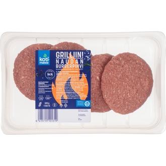 Kotimaista naudan burgerpihvi 500g kalorit ja ravintosisältö - 233 kcal