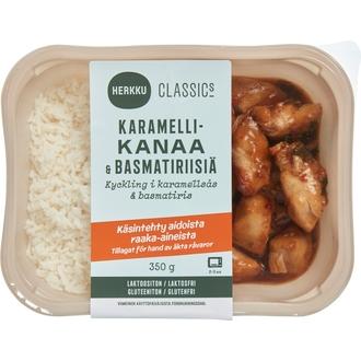 Herkku Classics Karamellikanaa ja basmatiriisiä 350g kalorit ja ravintosisältö