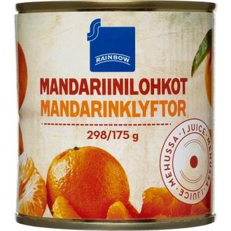 Rainbow mandariinilohkot mehussa 312/175 g kalorit ja ravintosisältö - 43 kcal
