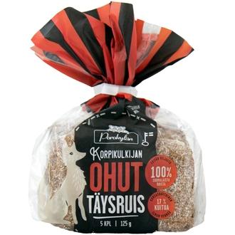 Porokylän Korpikulkijan Ohut Täysruis 5 kpl | 125 g täysjyväruispalaleipä kalorit ja ravintosisältö
