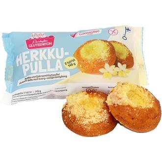 Porokylän Herkkupulla 2 kpl / 140 g gluteeniton rahka-vaniljakreemitäytepulla kalorit ja ravintosisältö - 354 kcal