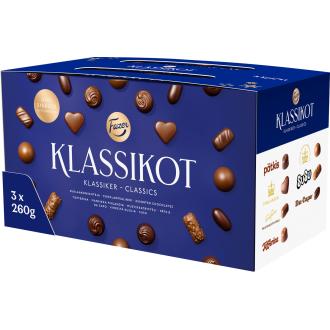 Fazer Klassikot suklaakonvehtirasia 3-pack 260g kalorit ja ravintosisältö - 465 kcal