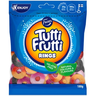Tutti Frutti rings makeissekoitus 180g kalorit ja ravintosisältö