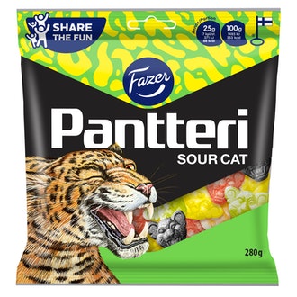 Pantteri Sour Cat 280g makeisia kalorit ja ravintosisältö - 353 kcal