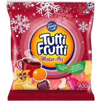 Fazer Tutti Frutti Winter Mix karkkipussi 400g kalorit ja ravintosisältö - 361 kcal