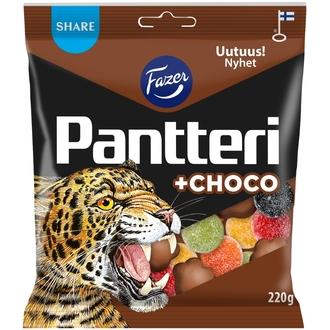 Fazer Pantteri +choco karkkipussi 220g kalorit ja ravintosisältö - 357 kcal
