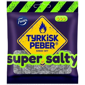 Fazer Tyrkisk Peber Super Salty salmiakkipussi 80g kalorit ja ravintosisältö - 325 kcal