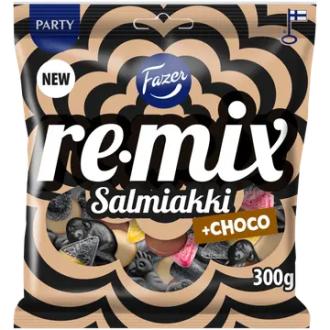 Fazer Remix Salmiakki +choco karkkipussi 300g kalorit ja ravintosisältö