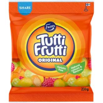 Fazer Tutti Frutti Original karkkipussi 230g kalorit ja ravintosisältö