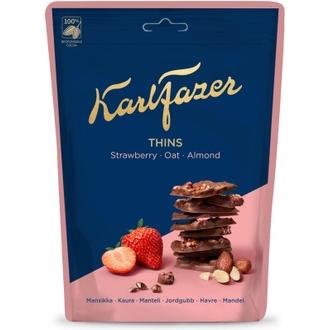 Karl Fazer Crunchy Thins 90g Mansikka Kaura suklaapaloja kalorit ja ravintosisältö - 516 kcal