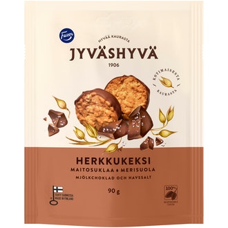 Fazer Jyväshyvä herkkukeksi 90g maitosuklaa merisuola kalorit ja ravintosisältö - 504 kcal