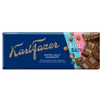 Karl Fazer Salty Suffeli Puffi suklaalevy 160g kalorit ja ravintosisältö - 525 kcal
