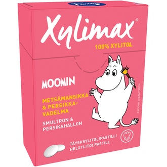 Xylimax Moomin pastilli 55g metsmansikka-persikkavadelma kalorit ja ravintosisältö