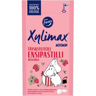 Fazer Xylimax Moomin mansikanmakuinen täysksylitoli ensipastillit 38g kalorit ja ravintosisältö - 255 kcal