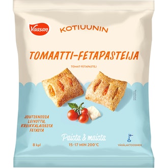 Vaasan Kotiuunin tomaatti-fetapasteija 8x50g pakaste kalorit ja ravintosisältö - 295 kcal