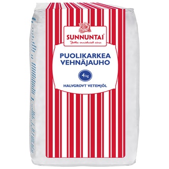 Sunnuntai puolikarkea vehnäjauho 4kg kalorit ja ravintosisältö