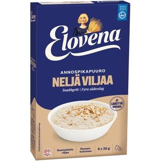 Elovena 210g neljä viljaa annospikapuuro kalorit ja ravintosisältö - 349 kcal