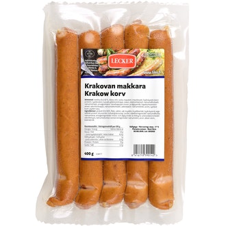 Lecker krakovan makkara 400g kalorit ja ravintosisältö