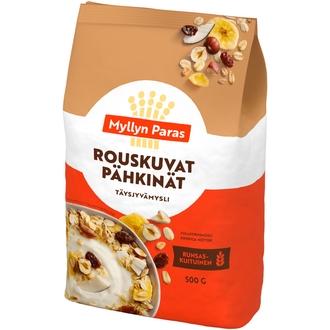 Myllyn Paras Rouskuvat Pähkinät täysjyvämysli 500g kalorit ja ravintosisältö
