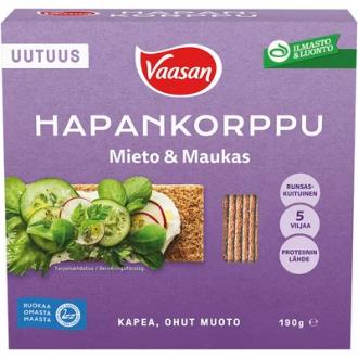 Vaasan Hapankorppu 190g mieto-maukas kalorit ja ravintosisältö - 358 kcal