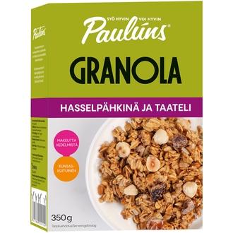 Paulúns hasselpähkinä ja taateli granola 350g kalorit ja ravintosisältö