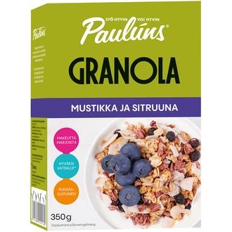 Paulúns mustikka ja sitruuna granola 350g kalorit ja ravintosisältö