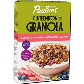 Paulúns gluteeniton mustikka-raparperi-kardemumma-kaneli granola muromysli 350g kalorit ja ravintosisältö