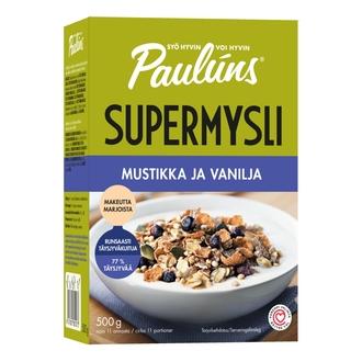 Paulúns mustikka ja vanilja mysli 500g kalorit ja ravintosisältö