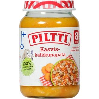 Piltti 200g Kasvis-kalkkunapata lastenateria 8kk kalorit ja ravintosisältö