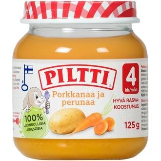 Piltti 125g Porkkanaa ja perunaa lastenateria 4kk kalorit ja ravintosisältö