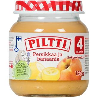 Piltti 125g Omenaa, banaania ja persikkaa 4kk kalorit ja ravintosisältö