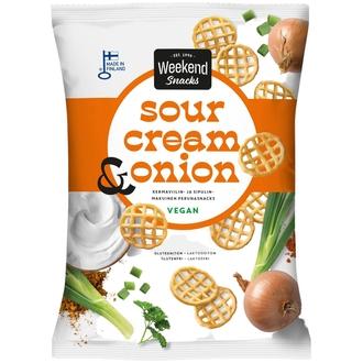 Weekend Snacks Perunasnacks Sour Cream & Onion 180g kalorit ja ravintosisältö - 457 kcal