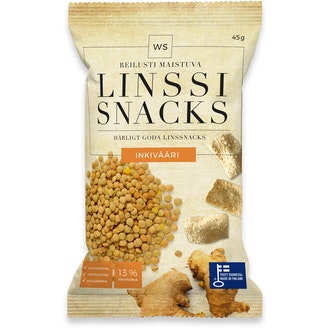 WS linssi snacks 45g inkivääri kalorit ja ravintosisältö - 466 kcal