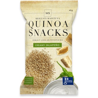 WS quinoa snacks 45g creamy jalapeno kalorit ja ravintosisältö - 487 kcal