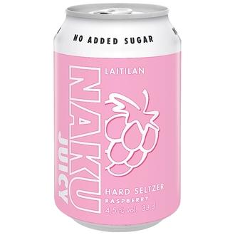 Laitilan Naku Juicy Raspberry 4,5 til-% 0,33L hard seltzer kalorit ja ravintosisältö